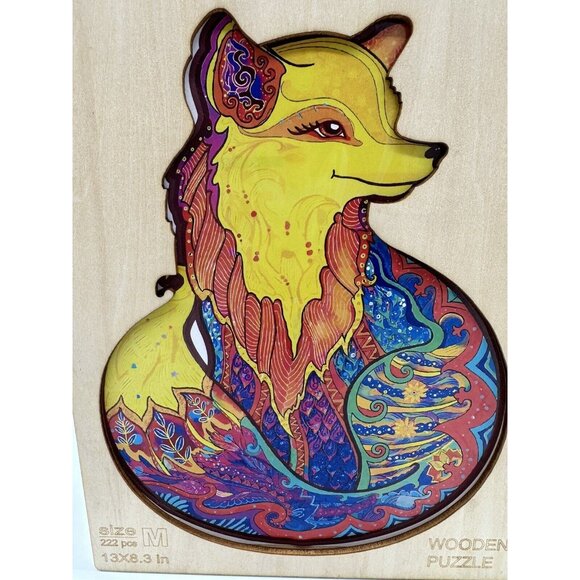 Wooden Jigsaw Puzzle Alluring Fox Rainbow Odd Shapes Complex Pieces READ - Picture 3 of 15